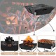 3-in-1 camping grill in silver with stainless steel grills, designed for BBQ, campfire, and stove use, includes.