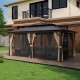 Double-roof hardtop gazebo with galvanized steel roof and privacy curtains, ideal for outdoor gatherings and.
