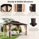 10x13ft double-roof patio hardtop gazebo in coffee with galvanized steel roof, aluminum frame, and privacy curtains for.
