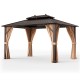 10x13ft double-roof patio gazebo with galvanized steel roof and curtains, designed for outdoor weather resistance and.