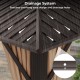 Close-up of the galvanized steel roof drainage system on a 12x12 feet double-roof patio gazebo for effective water.