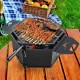 Portable charcoal grill stove with rotatable grill and foldable legs, perfect for BBQs in the yard or park.