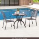 Round 31.5-inch cast aluminum patio dining table with umbrella hole, perfect for poolside and garden settings.