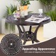 Round 31.5-inch cast aluminum patio dining table with umbrella hole, featuring a classic design for outdoor elegance.