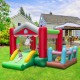 4-in-1 inflatable bounce house with slide, ball pit, and basketball hoop, perfect for outdoor fun and safe play.