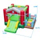 4-in-1 inflatable bounce house with slide, basketball hoop, and ball pit, made of waterproof Oxford fabric for safe.