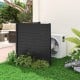 Black outdoor privacy fence screen with wood-like texture, ideal for concealing air conditioners in garden or patio.