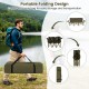 Three-person folding camping chair in green with cotton padding, two cup holders, and included storage bag for easy.