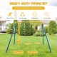 Heavy-duty metal swing set in blue featuring 2 swing seats and 2 glider seats, perfect for backyard play.