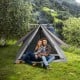 Pop-up camping tent for 2-3 people in gray, featuring a spacious interior and 360-degree visibility, ideal for outdoor.