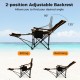 Folding camping chair with adjustable backrest, detachable footrest, and carrying bag for outdoor comfort and.