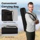 Black carrying bag for folding camping chair with elastic drawstring and shoulder strap, ideal for outdoor activities.