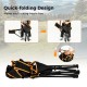 Folding camping chair with footrest, quick-folding design, and carrying bag for hassle-free outdoor outings.