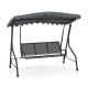 3-seat outdoor porch canopy swing in gray with adjustable shading, robust metal frame, perfect for backyard relaxation.