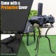 Portable wood pellet pizza oven with 600D oxford fabric cover and soft carrying handles for outdoor cooking.