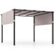 Gray 10 x 10 ft flat top pergola with adjustable retractable canopy, ideal for garden, pool, or backyard use.