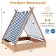Kids wooden sandbox measuring 49" x 48" with a detachable cover and two built-in benches for outdoor fun.