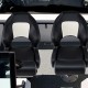 Two black Captain Bucket Seats with waterproof PVC leather, featuring flip-up bolsters for sightseeing boats.