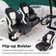 Captain bucket seat in black with flip-up bolster, waterproof PVC leather, and heavy-duty aluminum hinges for boats.