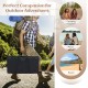 Folding camping table with wood-grain tabletop, featuring aluminum legs, ideal for beach, picnic, or camping use.