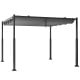 Gray 10 x 10 feet outdoor pergola with retractable canopy and sturdy metal columns for versatile shading options.