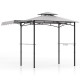 11 x 5 FT gray grill gazebo with side awning, double-tiered top, and hanging hooks for outdoor grilling convenience.