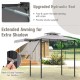 11 x 5 FT gray grill gazebo with side awning, double-tiered top, and hydraulic rods for extra shade and stability.