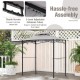 11 x 5 FT gray grill gazebo with side awning, double-tiered top, and tool-free assembly for outdoor grilling.