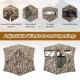 360° one-way see-through hunting blind with camouflage pattern, featuring 3 large windows and a convenient side door.