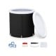 Outdoor ice plunge tub with lid, crafted from thick 6-layer material, includes inflatable ring and seat cushion for.