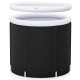 Outdoor ice plunge tub with lid, 66-gallon capacity, thick insulation, and inflatable ring for comfort and support.