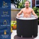 Outdoor 66 Gal ice plunge tub with lid, featuring thick insulation and supportive design for muscle recovery and.