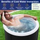 Outdoor ice plunge tub with lid, 66-gallon capacity, featuring thick insulation and supportive inflatable ring for.