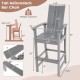 Tall Adirondack bar chair in gray with ergonomic backrest, wide armrests, and built-in footrest for outdoor comfort.