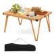 Folding camping table in brown with waterproof surface, portable storage bag, ideal for picnics and outdoor activities.