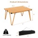 Folding camping table with waterproof brown surface, dimensions 35.5" x 27" x 19", includes storage bag for easy.
