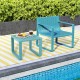 Blue weather-resistant Adirondack side table set of 2, featuring a slatted design, ideal for poolside use.