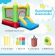 Inflatable bounce house with slide, made of durable 420D oxford cloth, perfect for kids' outdoor fun and parties.