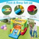 Inflatable bounce house with slide and blower, featuring a smiley face design, perfect for outdoor fun and stability.