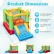 Inflatable bounce house with slide, measuring 117" x 80", made of durable 420D oxford cloth for kids' outdoor fun.