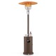 50000 BTU propane patio heater with round table design in brown, featuring adjustable temperature control and 360° heat.