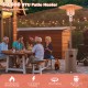 50000 BTU propane patio heater with round table design, providing 360° heating for 6-8 people, ideal for outdoor.