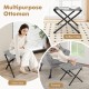 Multipurpose ottoman in gray, serving as a coffee table, extra seat, or footrest for versatile home use.