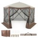 6-sided pop-up gazebo tent with mesh netting walls, coffee color, 11.5 x 11.5 ft, ideal for outdoor shade and.