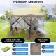 Pop-up gazebo tent with mesh netting walls, coffee color, 11.5 x 11.5 ft, offers sun-proof and tear-resistant.