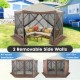 Pop-up gazebo tent with mesh netting walls, 11.5 x 11.5 ft, featuring removable side panels for enhanced privacy.