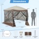 Pop-up gazebo with dimensions 11.5 x 11.5 ft, featuring mesh netting walls and detachable side panels for privacy.