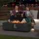 Fire pit table set with stainless steel burner, 42.5 inches, providing 50,000 BTU heat output for outdoor gatherings.
