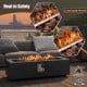 42.5 inch fire pit table set with stainless steel burner, offering customizable warmth and 50,000 BTU heat output.