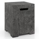 Gray magnesium oxide propane tank cover table with cut-out handles, designed for outdoor gas tank storage and stability.